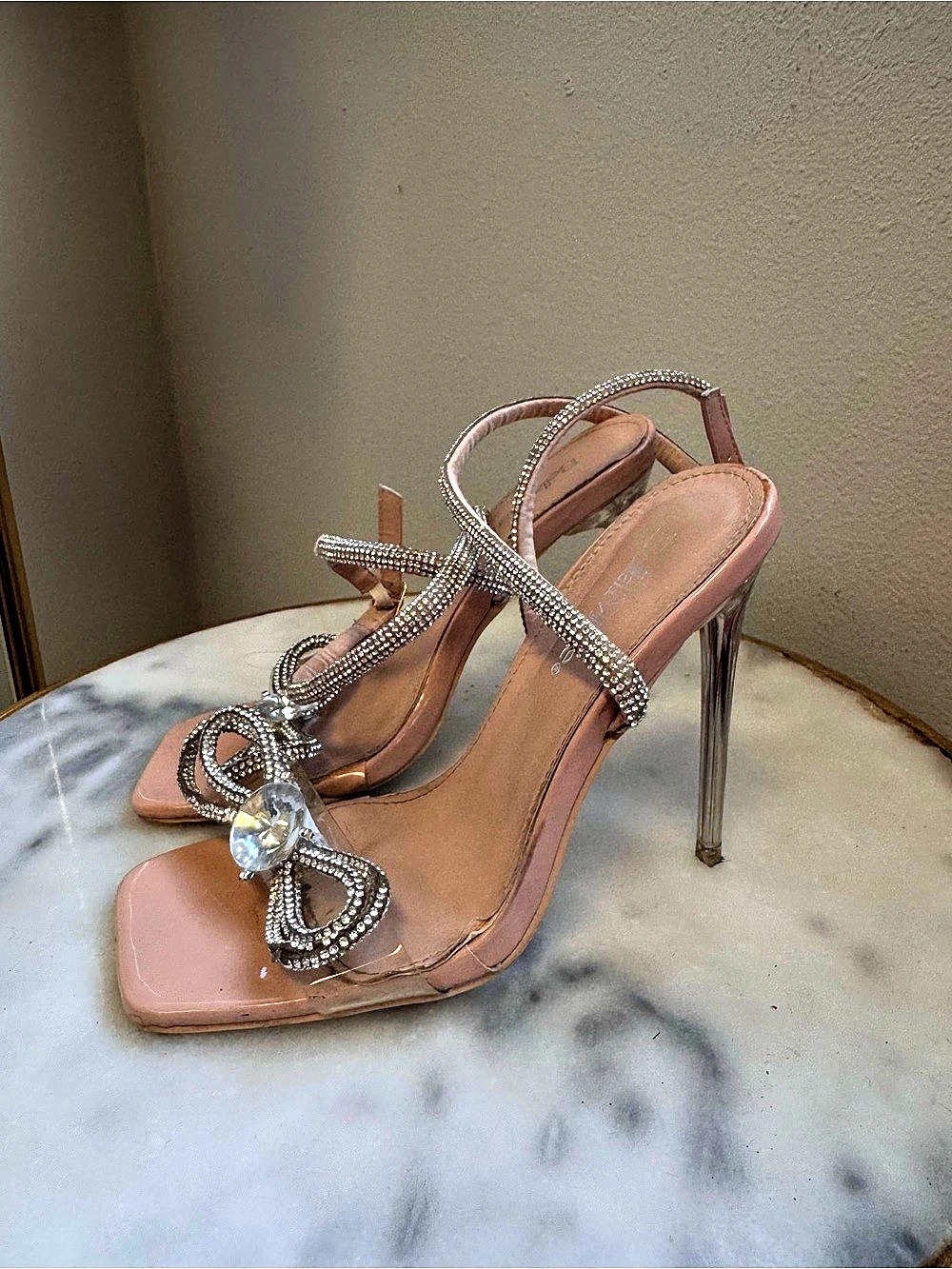 !SALE! Rhinestone Crystal Formal Wraparound Bow Heels